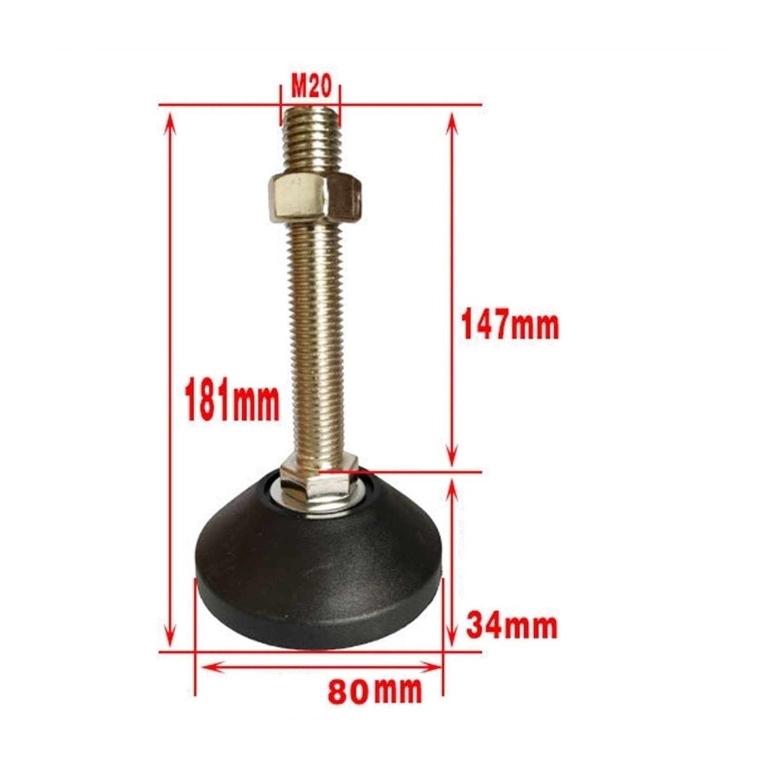 Pies ajustables, pies niveladores de alta resisten 8 pies niveladores ajustables con base de goma for máquinas niveladoras, rosca for muebles, 80 mm(D80*M20*200mm)