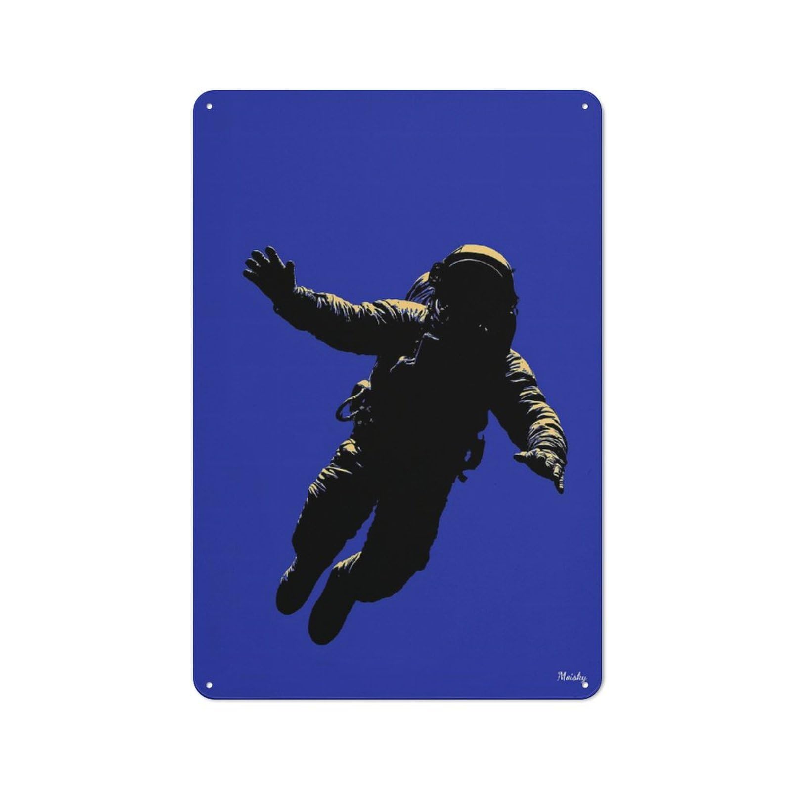 Junmoney Astronaut Silhouette – Space Explorer On Blue Classic Metal Wall Decor 30X20cm, Vintage Metal Sign For Hallway, Home Bar, Garage Or Study