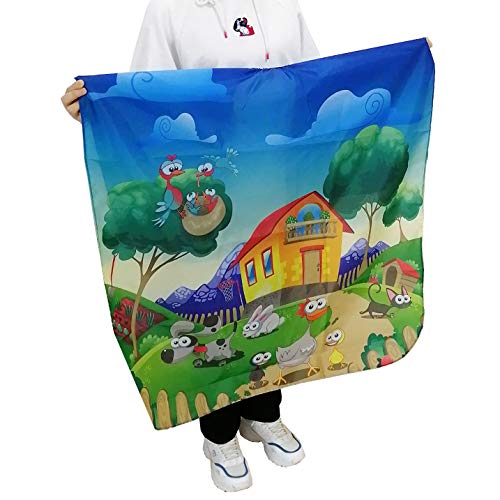 KaHot Haircut Salon Hairdressing Cape for Kids Child Styling Polyester Smock Cover Waterproof Shampoo & Cutting Household Capes with Snap Closure,31\"×47\" (Cartoon Animals) - Thumbnail 2