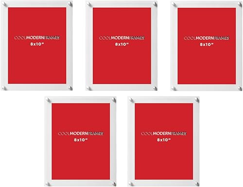 Miniatura 10 de COOLMODERNFRAMES Marco de fotos acrílico de doble panel flotante transparente, herrajes plateados, arte y fotos de 18 x 24 pulgadas (GMS2127D)