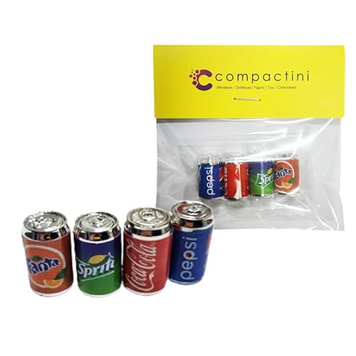 COMPACTINI Miniature Model Scale Set Dollhouse Accessories Beverage Can Beer Can Miniature Soda Can Miniature Bottle Miniature (Soda Cans Miniature 4P)
