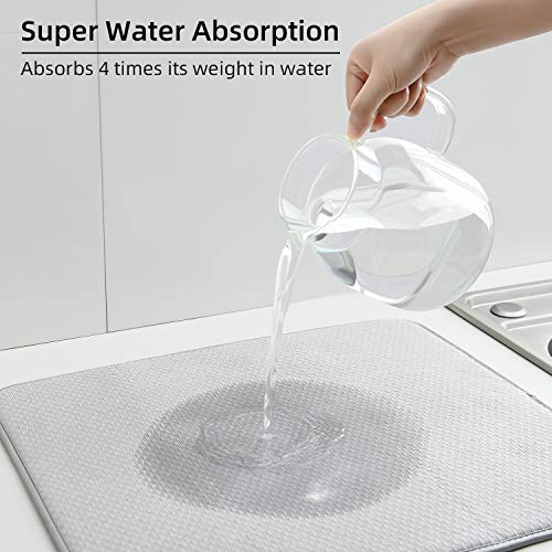 Subekyu Microfiber Dish Drying Mat For Kitchen Counter, Absorbent Dishes Drainer/Rack Pad For Countertop (Light Grey 1P) #TOP4