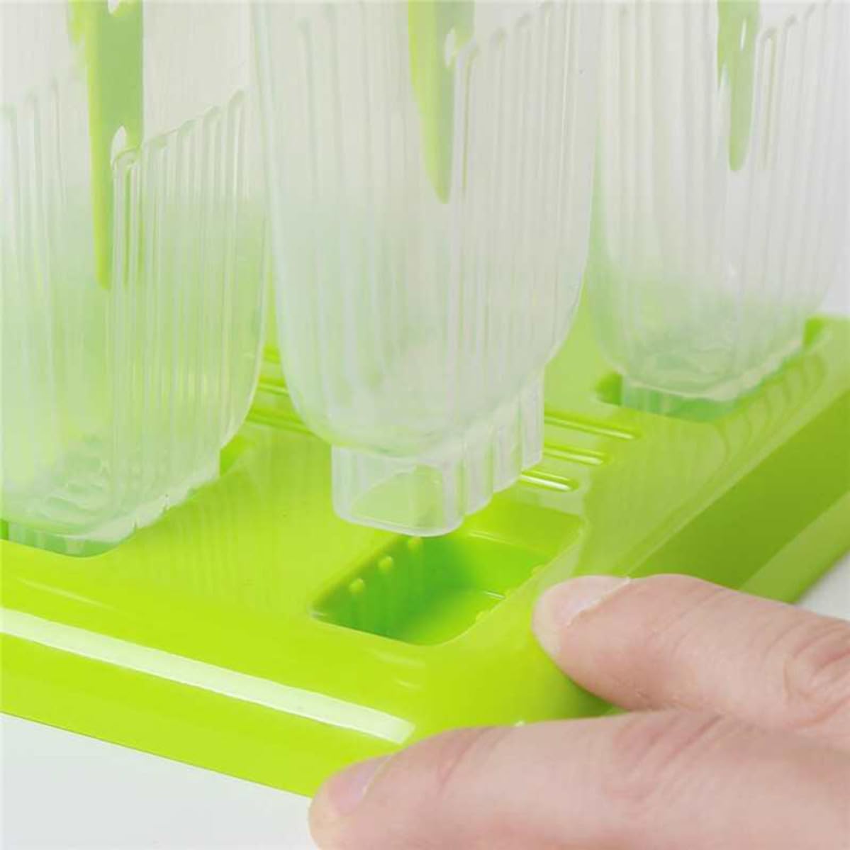 6pcs DIY Ice Mold Box for Homemade Ice Pops, Plastic, Green