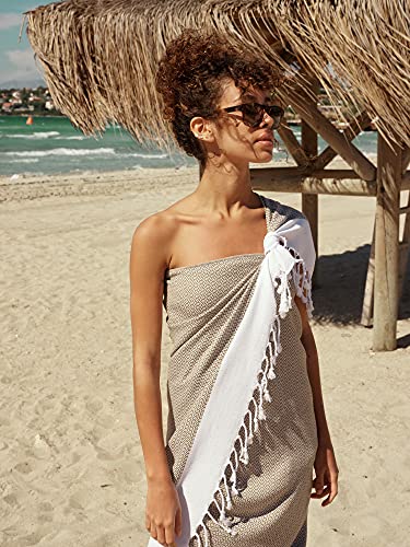Smyrna Original Turkish Beach Towel | 100% Genuine Cotton, Prewashed, 37 X 71 Inches | Peshtemal And Turkish Bath Towel For Spa, Beach, Pool, Gym And Bathroom (Army Green) #TOP5