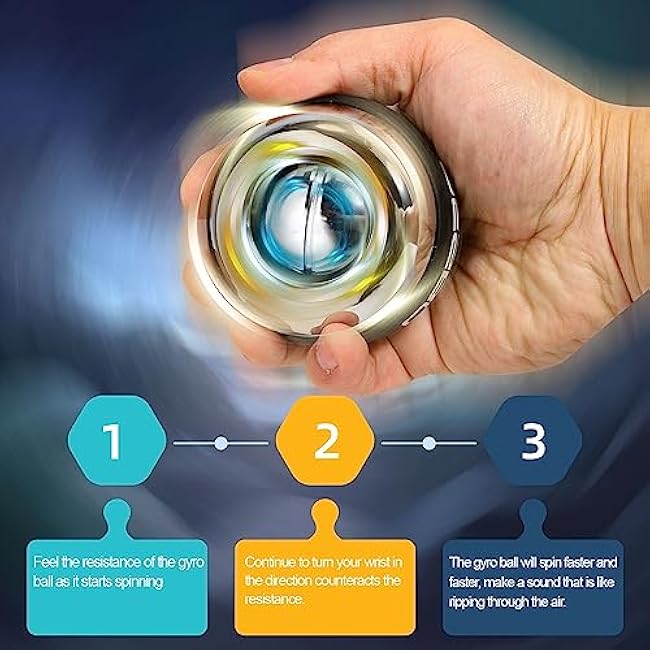 All Metal Gyro Ball, Auto Start Wrist Ball Hand Strengthener Wrist Exerciser