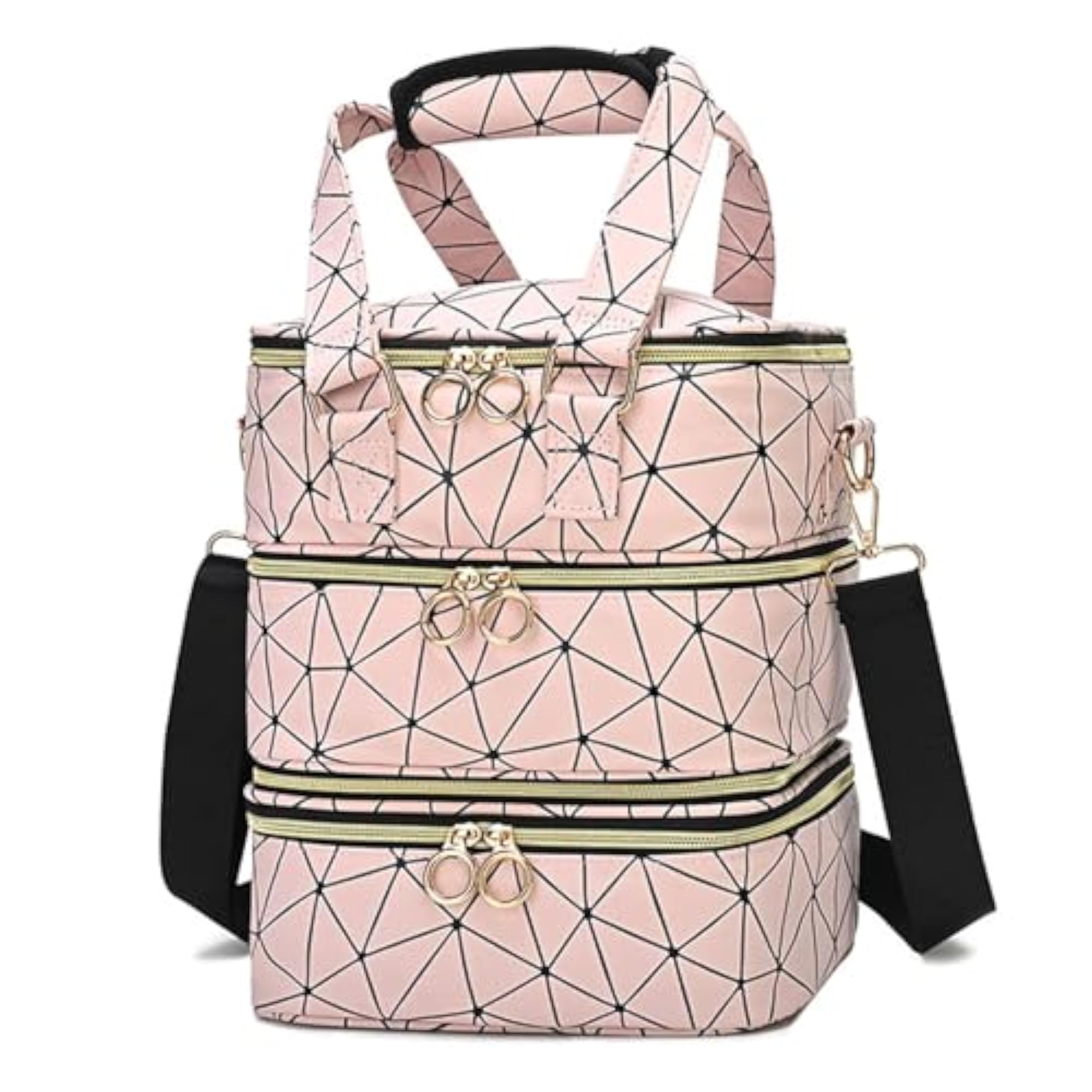 Stylish Pink Nail Polish Organizer with Zipper Closure