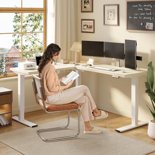 Image of SANODESK 71x63 Electric L-Shaped Corner Standing Desk with Storage