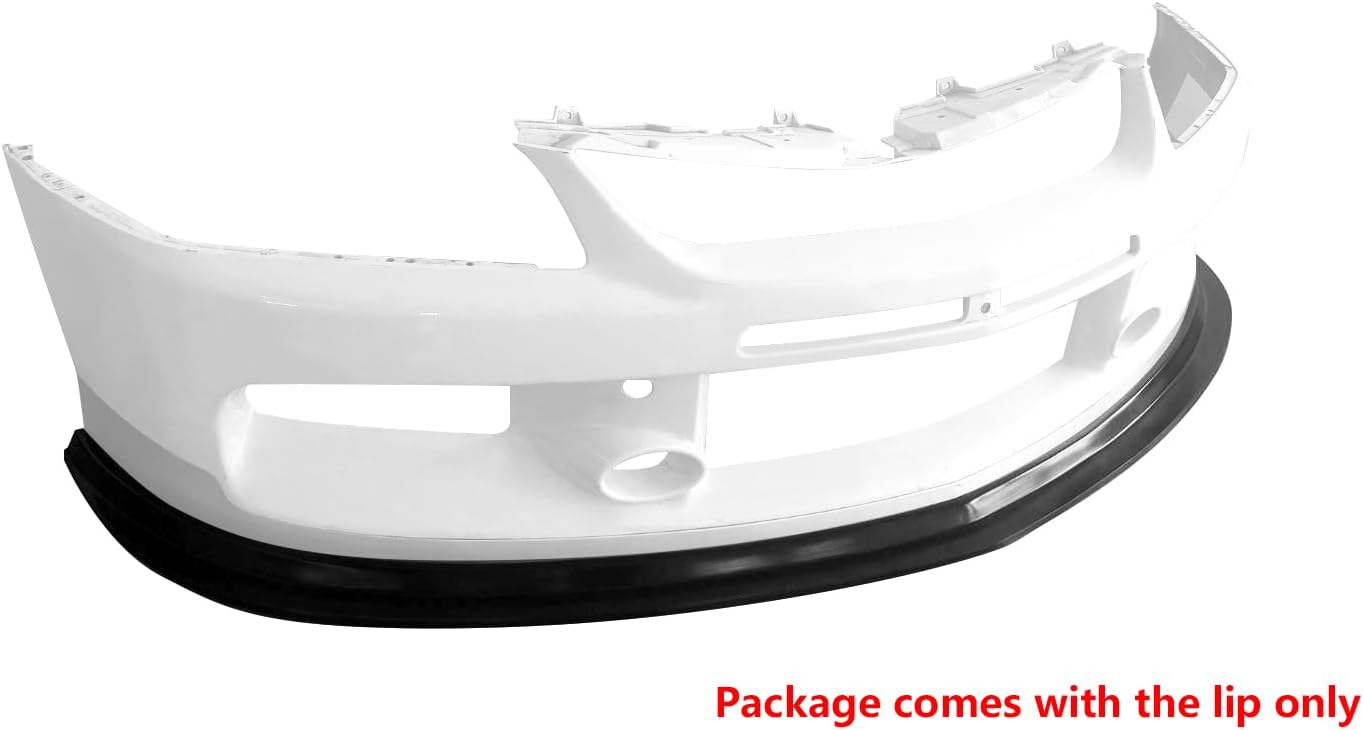 IKON MOTORSPORTS Front Bumper Lip, Compatible with 2006-2007 Mitsubishi Lancer Evolution, MDA Style Unpainted Black PU Polyurethane Air Dam Chin Spoiler Protector Splitter