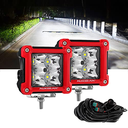 Auxbeam 3 Inch 20W LED Light Pod, Cube Light Pod with Plug and Play Wiring Harness Kit, 2Pcs Spot Light Beam Offroad Driving Lights Work Auxiliary Lights Bumper Lights for Truck Jeep SUV UTV ATV