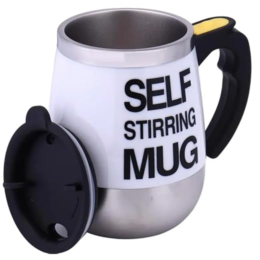 Caneca Elétrica Copo Mixer Aço Inoxidável Misturador inteligente Automática Térmico Para Shakes Cafés Chás Vitaminas 400ML (Branco)