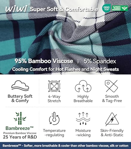 Image of WiWi Viscose from Bamboo Women's Pajamas Set Super Soft Button Down Top and Pants Sleepwear Cooling Pjs S-3X