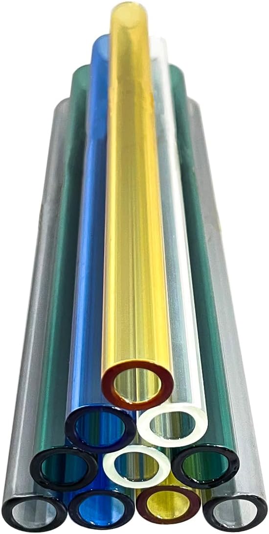6 Inches Long 5 Colors 10 Pieces Glass Borosilicate Blowing Tubes 12 mm OD 2mm Thick Wall Tubing for Various Applications