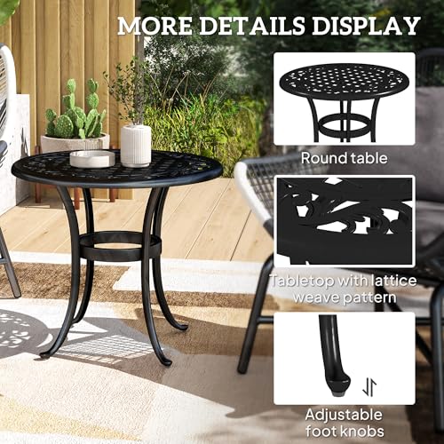 Outsunny Outdoor Cast Aluminium Garden Table Black - Image 6