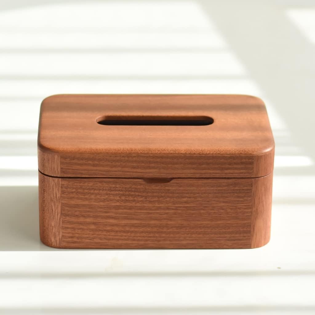 Solid Wood Rectangular Tissue Box Holder, Flip Facial Tissue Holder Napkin Dispenser For Bathroom And Home Decoration, Bathroom Tissue Holder Dispenser (Color : Ebony)