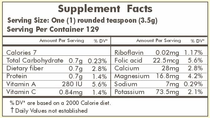 Vista 4 de HERBAL HILLS Polvo de alfalfa 16 oz (454 GMS) Superalimento verde hojas jóvenes enteras secas
