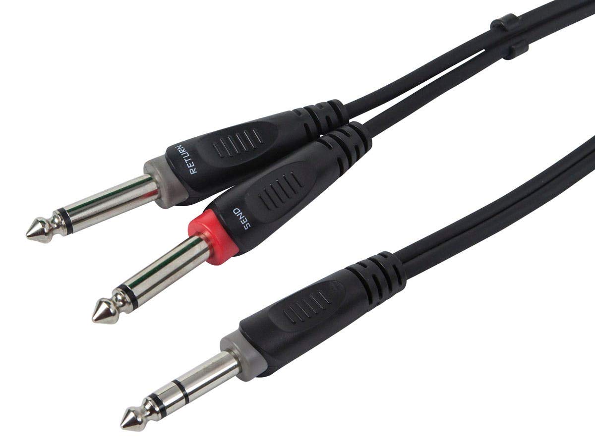Monoprice Cable TRS 1/4" Macho a TS Macho - 10 Pies - Negro