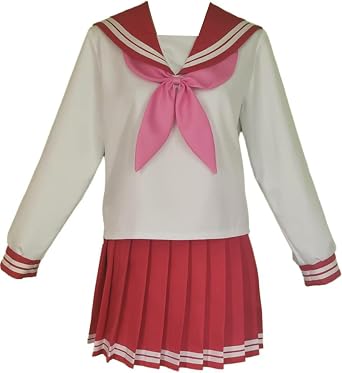 Poetic Walk Anime Womens Suit Cosplay Costume School Uniform Halloween Red Sailor Dress