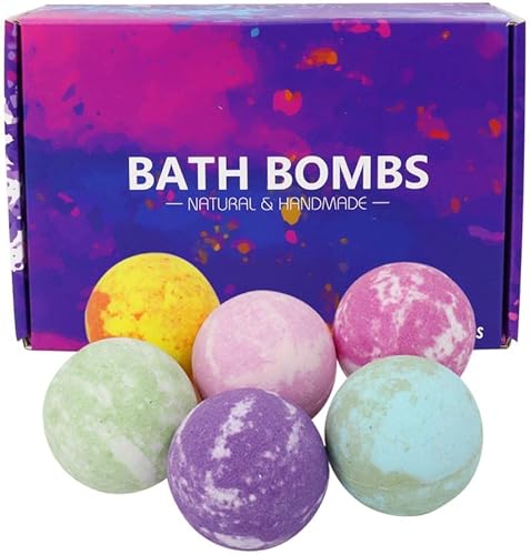 Juego de caja de regalo de bombas de baño, 6 bolas de baño de sal extra grandes de 5 onzas, que contienen aceite de coco y mezcla de aceite de