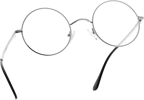 Teumire Lentes de bloqueo de luz azul para mujeres y hombres, marco de metal redondo, lentes transparentes para computadora de 1.969in