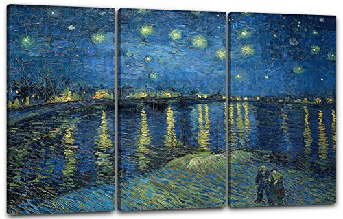 L'étoile de la nuit Van Gogh toile 3 pièces pour décoration grand salon