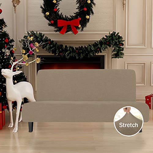 Image of Easy-Going Stretch Large Futon Slipcover Armless Futon Cover Natural