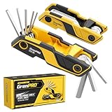 GRENPRO Folding Allen Wrenches Sets, 17PCS Allen Key Set, Hex Key Allan Wrench Sets, Bike Tool Kit, Metric & SAE Alan Allen Keys Tools Organizer, 2 Pack Portable Stubby Small Standard Allen Wrench Set
