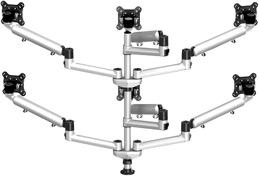Six Monitors with 7-in-1 Base and Spring Arm Pole Mount