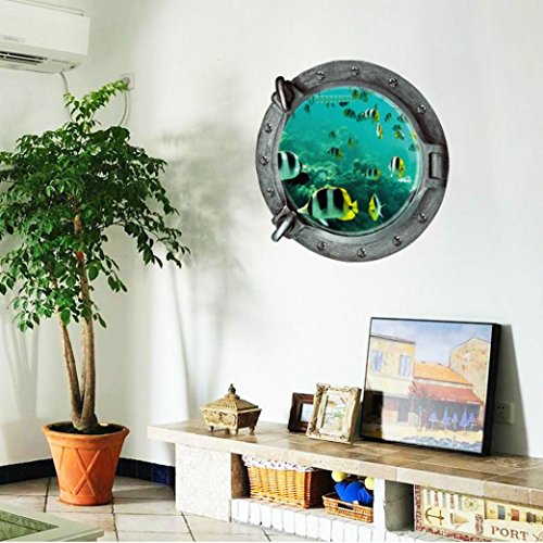 Iuhan Fashion Fantastic Submarine Portholes Fish Wall Sticker Home Decor Iuhan Fashion Fantastic Submarine Portholes Fish Wall Sticker Home Decor