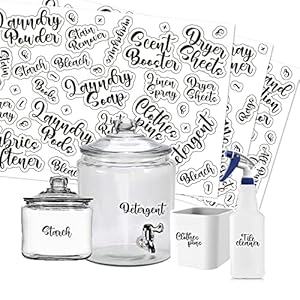 318 Wasruimte & Linnen Kast Organisatie Etiketten, Prefdo Bold Cursive Clear Waterdichte Voorgedrukte Stickers voor Thuiskantoor, Badkamer, Schoonmaakbenodigdheden, Schoonheidsorganisatie (Zwart)