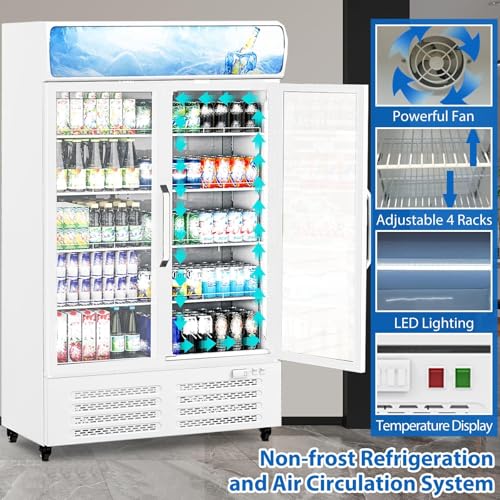 Image of 26 Cu. Ft Display Refrigerator Easy Access Layout, Refrigerated Display Cooler for Efficient Product Display, Cold Storage Organization, and Convenient Use in Retail and Food Service Areas,White