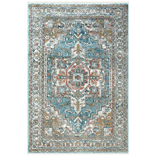 Abacasa Laguna Highland Blue/Natural/Coral/Ivory Area Rug #TOP5