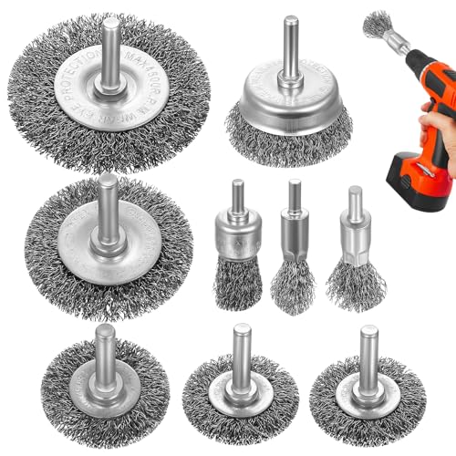 9 Pièces Set de Brosses Métalliques pour Perceuse, 6mm (1/4 Pouce) Accessoire pour Visseuse, Brosses Métalliques pour Décapage, Polissage et Décrassage, Idéal pour...