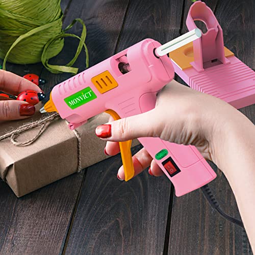 Image of MONVICT Pink Hot Glue Gun Kit, Mini Glue Gun with Suction Cups Stand Anti Stick Silicone Mat, Hot Melt Glue Gun with Fine Tip & 30 Glue Sticks, On /Off Switch Design for DIY, Craft, Home School Project