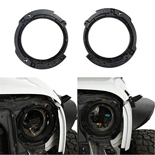 kkoneBlack Left & Right Headlight Brackets Mount Buckets for 2007-2017 Jeep Wrangler JK