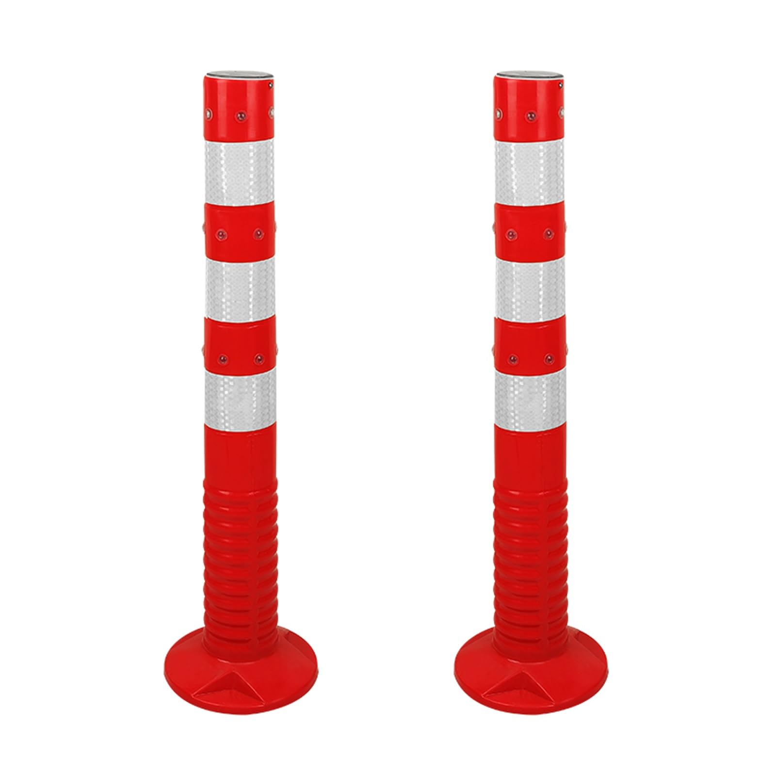 SaryEdge Portable Traffic Safety Bollard with Light for Construction Barriers and Parking Warning,White (2pcs),White (2pcs)