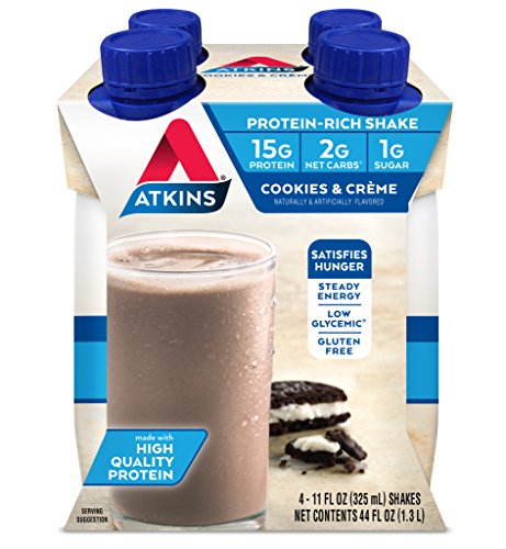 Atkins Gluten Free Protein-Rich Shake, Cookies & Crème, 4 Count
