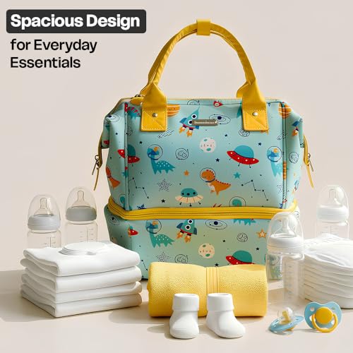 Image of StarAndDaisy Baby Bag for Mothers Travel /Diaper Bags for Mom with Insulated Compartment /Diaper Bag for Mothers for Travel & Multiple Pockets, 12L Capacity- Dinosaur Print