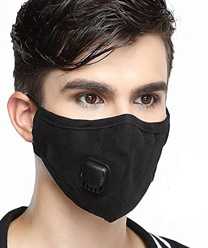 Wecan 2pcs Face Mouth Masks with Breath Valve, 4 Layers PM2.5 Activated Carbon Filter Insert Balaclavas for Cycling Running, Anti Pollution Dust Mask Men