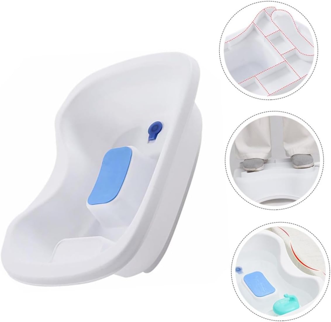 Portable Shampoo Basin Hair Washing Sink for Elderly and Pregnant Women Sturdy Plastic with Temperature-sensing Plug Comfortable Design for Bedside Use