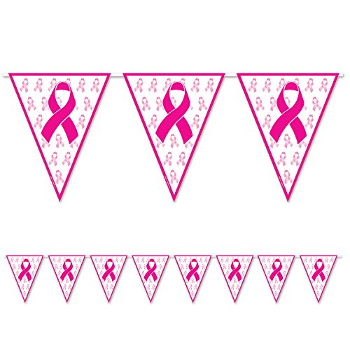 Beistle Ribbon Pennant Banner 11 x 12 Pink/White