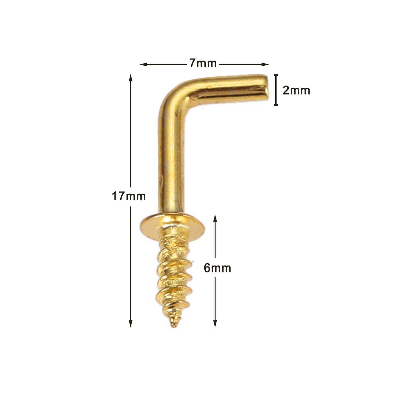 Metalowe haki sufitowe, wkręcane haki oczkowe, W kształcie śruby do kredensu haczyki na kubki wiszące wieszaki haczyki mosiężne DIY(17mmx7mm)