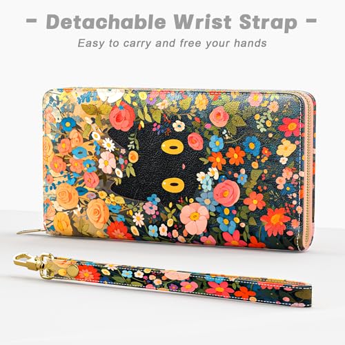 Image of Aiawoxc Womens Wallet, RFID Wristlet Wallets for Women, Ladies Clutch Purses, Large Travel Card Holder with Phone Holder | RFID