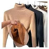 Winter Fleece Thick Knitted Bottoming Shirt 2025 New Soft Sweater Turtle Neck Sweaters for Women Trendy Cozy Warm Long Sleeve (US, Alpha, Medium, Regular, Regular, Apricot)