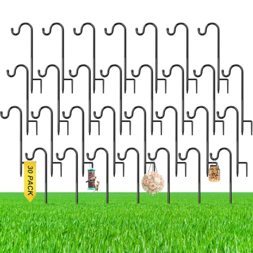 Image of 30 Pcs 15 Inch Shepherd Hook for Outdoor Adjustable Bird Feeder Pole