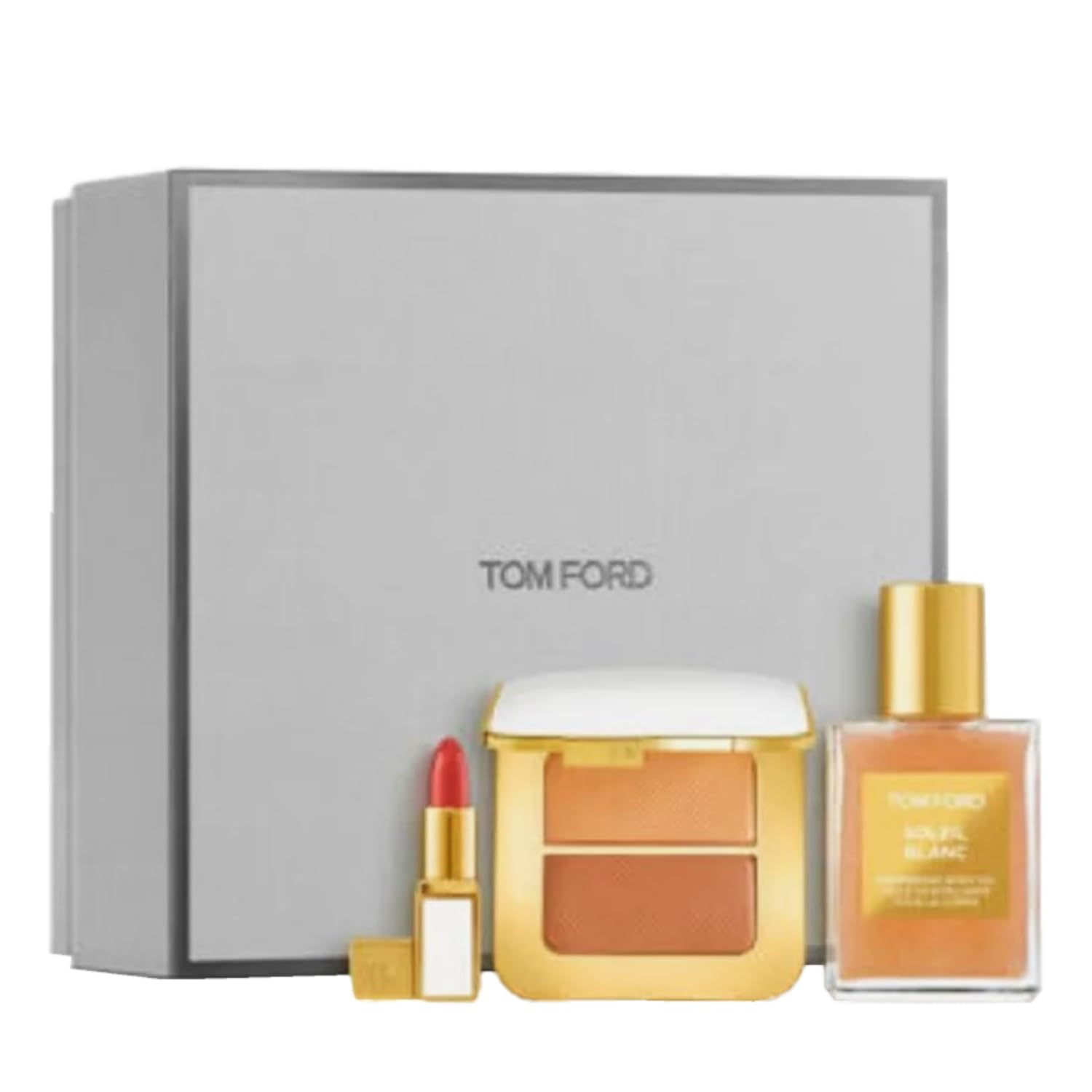 Tom Ford Soleil Look 3 Piece Set – Lip Color Sheer (07 Paradiso) – Sheer Highlighting Duo (01 Reflects Guilt) – Shimmering Body Oil (Rose Gold) Tom Ford Soleil Look 3 Piece Set – Lip Color Sheer (07 Paradiso) – Sheer Highlighting Duo (01 Reflects Guilt) – Shimmering Body Oil (Rose Gold)
