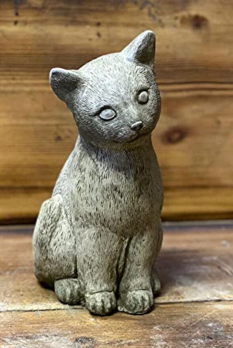 J And L Stone Ornaments Grey Stone Garden Cute Sitting Cat Kitten Concrete Gift Ornament