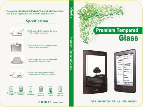 Premium Tempered GLASS Screen Protector 0.3mm Super Thin for Kindle Paperwhite (Fits Kindle Paperwhite, Kindle, Kindle Touch, and Kindle Keyboard)