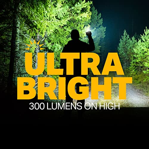 Luxpro 300 Lumen Led Handheld Flashlight - Feature Enhanced Rubber Grip And Aircraft-Grade Aluminum - Pocket-Sized Camping Accessories With Wrist Lanyard - Batteries Included #TOP1