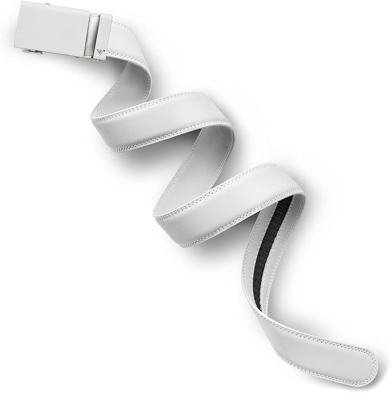 Mission Belt Men's Leather Ratchet Belt Small (28 - 32) 35mm White Buckle & White Leather