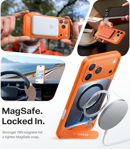 Coque iPhone 17 Pro incassable orange brasier avec support caméra